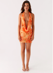 Women Summer Halter Neck Dress | Backless | Mesh Dress | Party Mini Dress