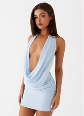 Women Summer Halter Neck Dress | Backless | Mesh Dress | Party Mini Dress