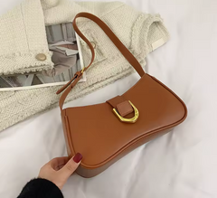 Women Leather Saddle Buckle Shoulder Bag