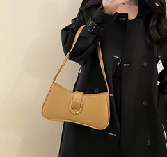 Women Leather Saddle Buckle Shoulder Bag