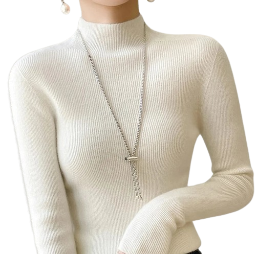 Women Knitted High Neck Sweater | Half Turtleneck Long Sleeve Knitwear