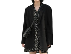 Women Oversized Blazer | Double-Breasted Mid-length Coat