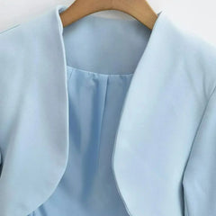 Women V-Neck Open Stitching Cropped Full Sleeve Blazer | Short Outerwear Suit