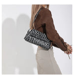 Women Leopard Print Underarm Bag | Cheetah Print Leather Shoulder Bag