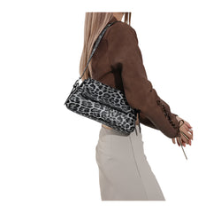 Women Leopard Print Underarm Bag | Cheetah Print Leather Shoulder Bag