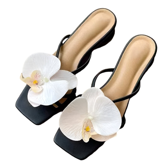 Women Orchid Flower Sandals | Vacation | Beach Sandals | Orchid Sandals | Small Heels