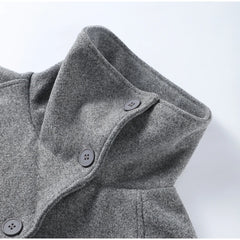 Women Long Cotton Coat | Stand Collar | Single Breasted Coat With Belt