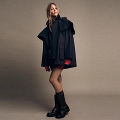 Women Removable Hooded Coat | Loose | Long Jacket | Casual Waterproof Trench Coat | Cape Jacket