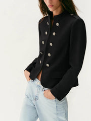 Women Napoleon Jacket | Slim Fit | Long Sleeve | Stand Collar