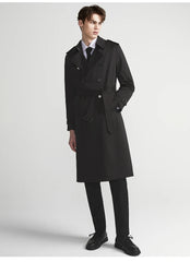 Men Long Trench Coat with Belt | Double Breasted | Elegant | Luxury British Style | Overcoat | Long Coat