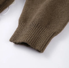 Women Knitted Sweater | Round Neck | Long Sleeve Sweater | Single Breasted