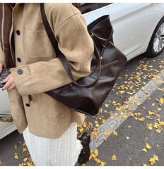 Women Tote Bag | Retro Leather Shoulder Handbag | Y2K Handbag
