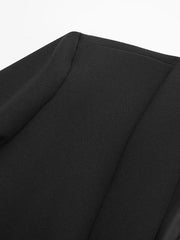 Women Satin Black With Feather Blazer Jacket | Vintage | Notched Neck