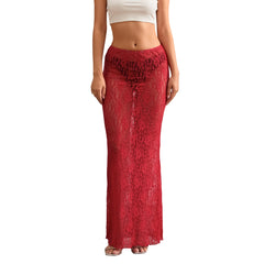 Women Lace Long Skirt | See Through | Beach Skirt | Bikini Cover-Up | Summer Skirt