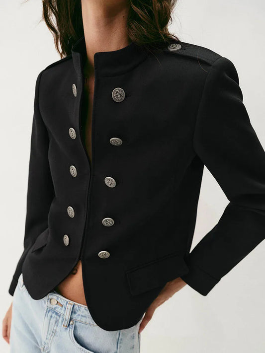 Women Napoleon Jacket | Slim Fit | Long Sleeve | Stand Collar