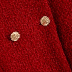 Women Vintage Cherry Red Tweed Blazer