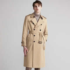Men Long Trench Coat with Belt | Double Breasted | Elegant | Luxury British Style | Overcoat | Long Coat