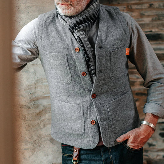 Men Multi Pocket Warm Vest | Single Breasted Casual Vest