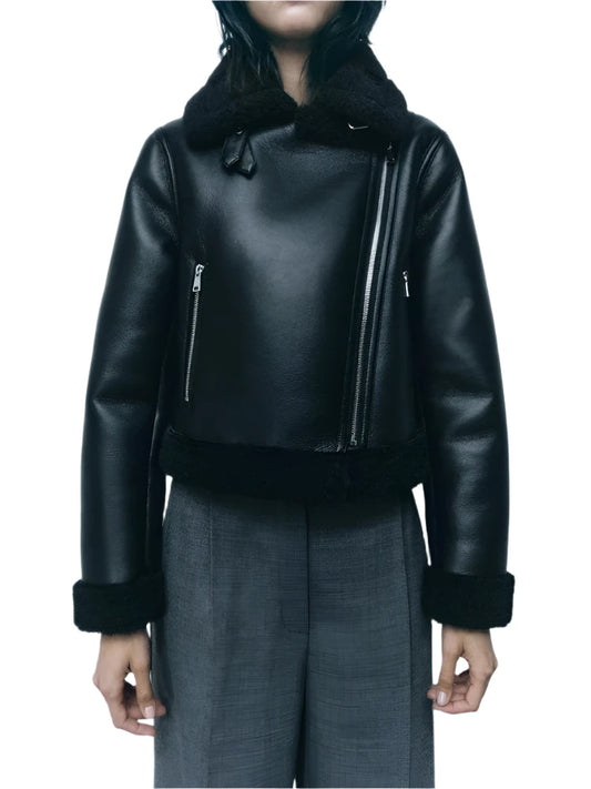 Women Black Shearling Jacket