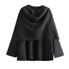 Women Asymmetric Scarf Short Knitted Jacket | Thick
