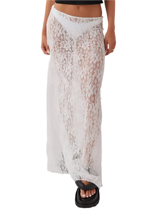 Women Lace Long Skirt | See Through | Beach Skirt | Bikini Cover-Up | Summer Skirt
