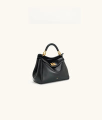 Women Leather Pillow Bag | Lock Clasp Handbag | Small Handbag | Shoulder Bag | Crossbody Bag