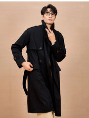 Men Long Trench Coat | Double Breasted | British Style | Spring | Autumn