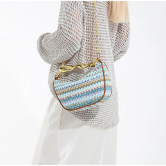 Women Woven Handbag | Rattan Half-Moon | Straw Shoulder Bag | Bucket Bag | Crossbody Bag