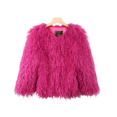 Short Mongolian Fur Coat | Women Luxury Cropped Fur Coat | Warm | Winter