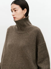 Women Soft Cashmere Sweater | Loose and Thick Turtleneck Pullover Knit