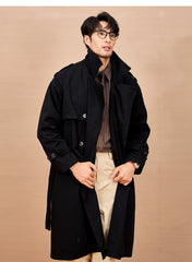 Men Long Trench Coat | Double Breasted | British Style | Spring | Autumn