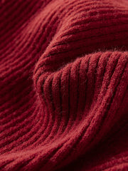 Women Red Knitted Top | Square Neck Winter Sweater Top