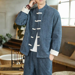 Men Tracksuit | Spring | Corduroy Two-Piece Set | Casual Jacket | Vintage