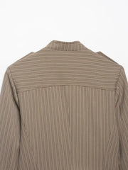 Women Short Coat | Spring | Striped Short Blazer | Long Sleeves | Napoleon Jacket
