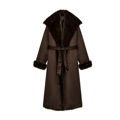 Women Winter Long Coat | Fur Collar | Belted | Mid-Length