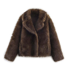 Women Winter Fur Jacket | Long Sleeves | Double-Sided | Thick | Warm Coat | Reversible Jacket