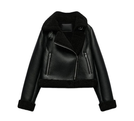 Women Black Shearling Jacket