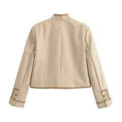 Women Buttoned Napoleon Jacket | Long Sleeves | Vintage | Cropped Coat | Military Jacket