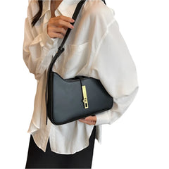 Women Metallic Decor Leather Crossbody Bag