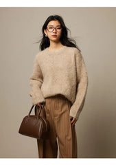Women Alpaca Sweater | O-Neck | Loose | Knitted Pullover | Winter Sweater