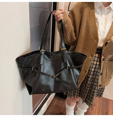 Women Tote Bag | Retro Leather Shoulder Handbag | Y2K Handbag