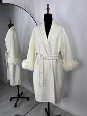 Women Fur Woolen Coat | Short Coat | Elegant Double-Sided Wool Overcoat | Cardigan Jacket | Long Wrap Coat