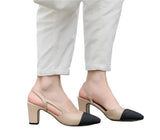 Women Two Toned Slingback Pumps | Slingback Pumps | Block Heel Pumps