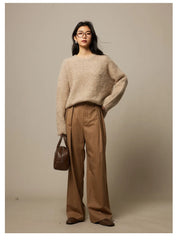 Women Alpaca Sweater | O-Neck | Loose | Knitted Pullover | Winter Sweater