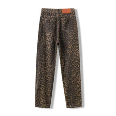 Women Leopard Jeans | Cheetah Jeans | Wide Leg Denim Pants | Cheetah Pants