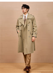 Men Long Trench Coat | Double Breasted | British Style | Spring | Autumn