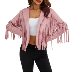 Women Cropped Spring Fringe Jacket | Tassel Jacket