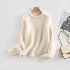 Women Alpaca Sweater | O-Neck | Loose | Knitted Pullover | Winter Sweater