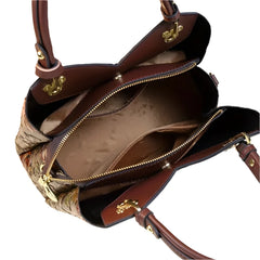Women Vintage Flower Pattern Leather Handbag