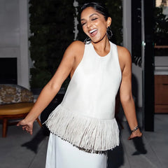 Women Vintage Leather Tassel Vest | Sleeveless | Backless | Halter Top